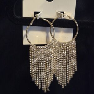 Forever 21 Gold Rhinestone Hoop Earrings